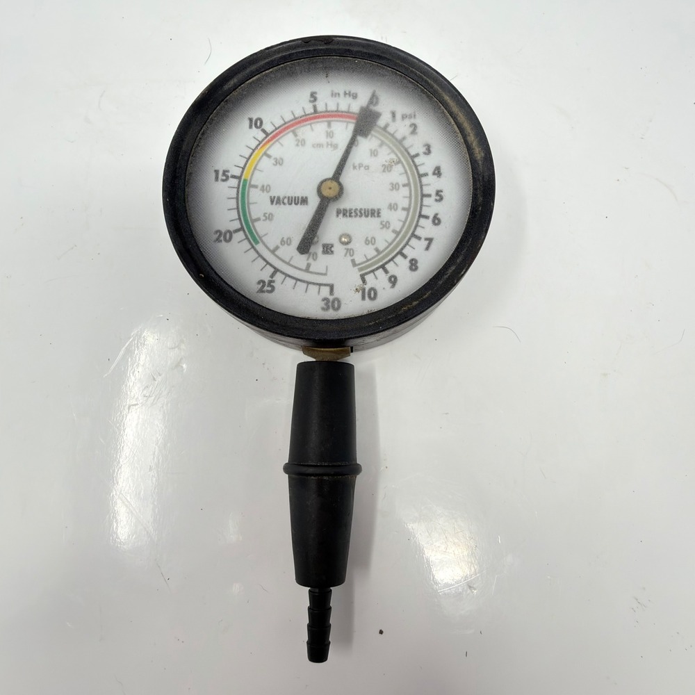 Vintage Handheld Vacuum Pressure Gauge Diagnostic Meter Tool Dual Scale Dial